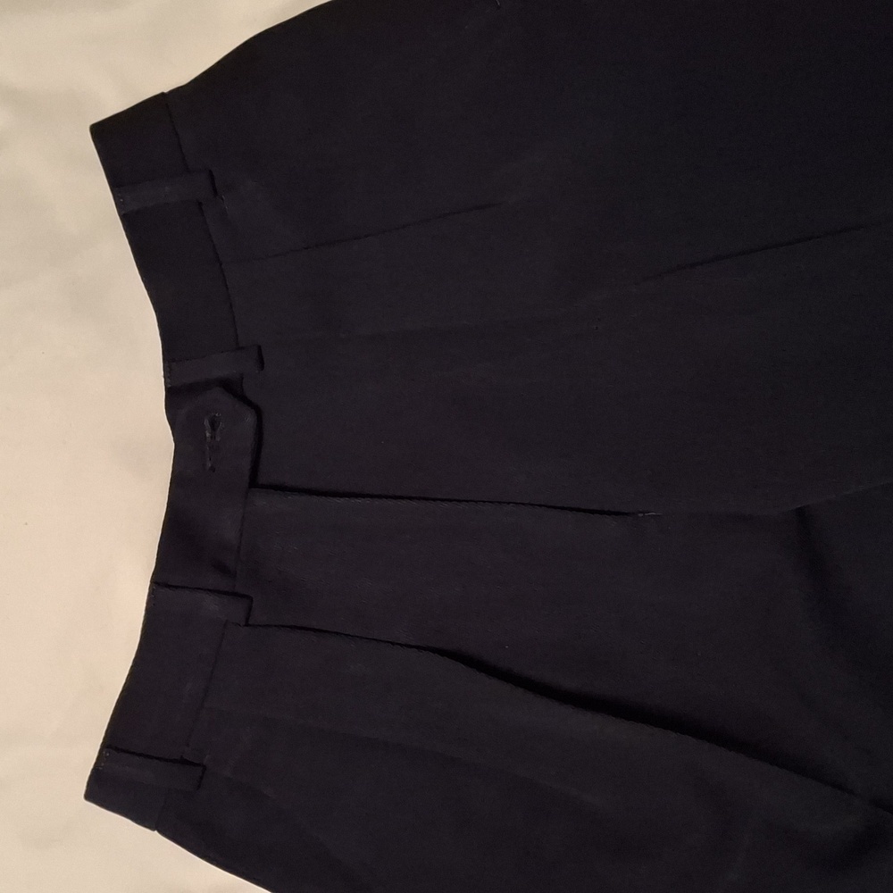 Giorgio Armani Navy Blue Wool Dress Pants with Tapered Fit and Crease - Picture 4 of 9